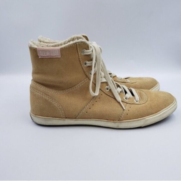 Converse Hi Top Tan Suede Sneaker Shoe Rubber Sole Women's Size 7 - Picture 6 of 14
